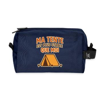 Ma tente est plus stable que moi Humour camping - Trousse de toilette en tissu recyclé - marine - Devant