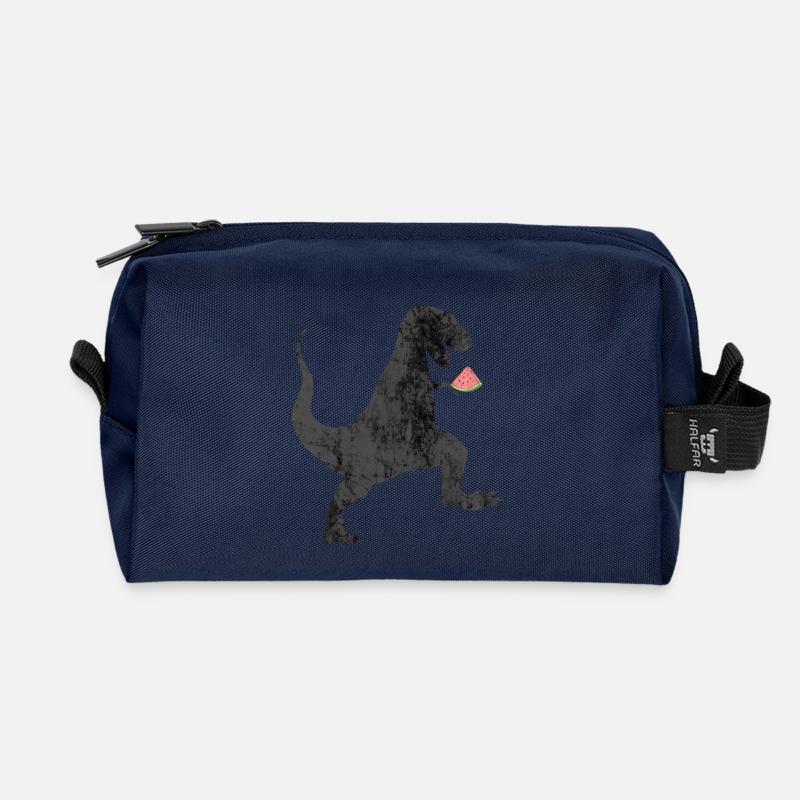 Dino mit Melone - Recycelte Kulturtasche - Navy
