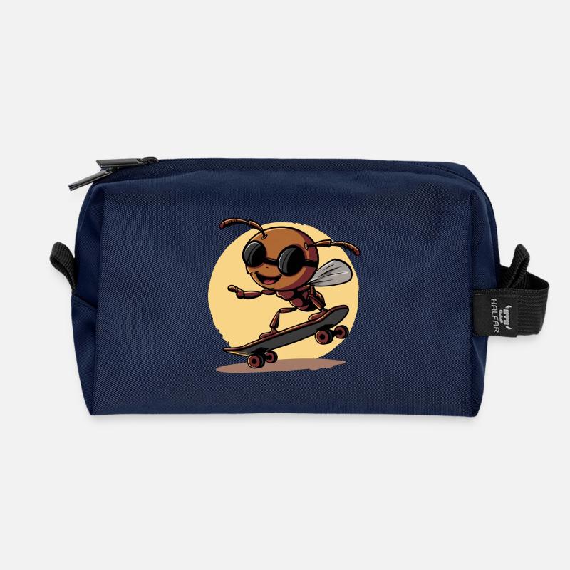 Skateameise mit Sonnenbrille - Recycelte Kulturtasche - Navy