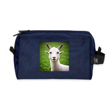 Weiße Ziege in Nahaufnahme - Recycelte Kulturtasche - Navy - Vorne