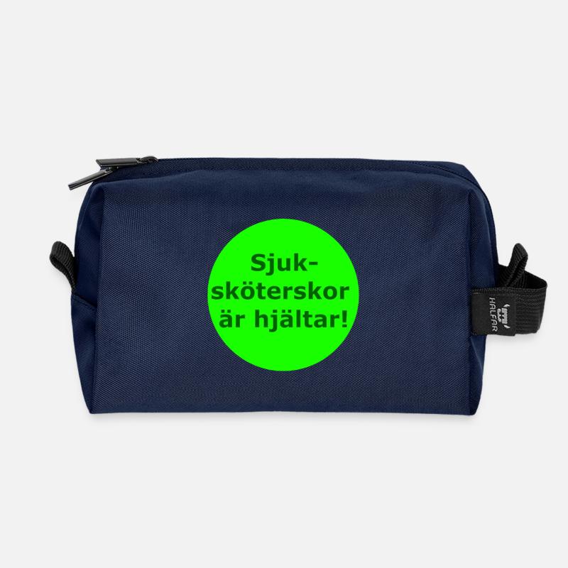 Krankenschwestern sind Helden! (Grüner Kreis) - Recycelte Kulturtasche - Navy