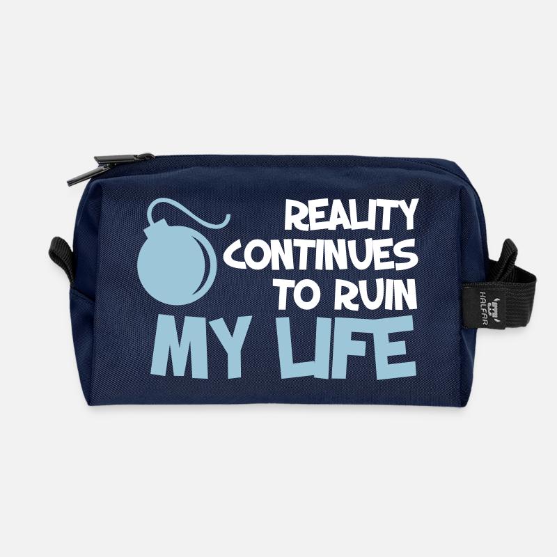 Funny Quotes. Quote. Humor. gift - Recycled Toiletry Zip Bag - navy