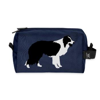 Border Collie - Recycelte Kulturtasche - Navy - Vorne