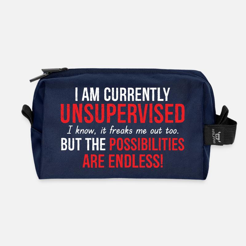 Ich bin derzeit unbeaufsichtigt - Recycelte Kulturtasche - Navy