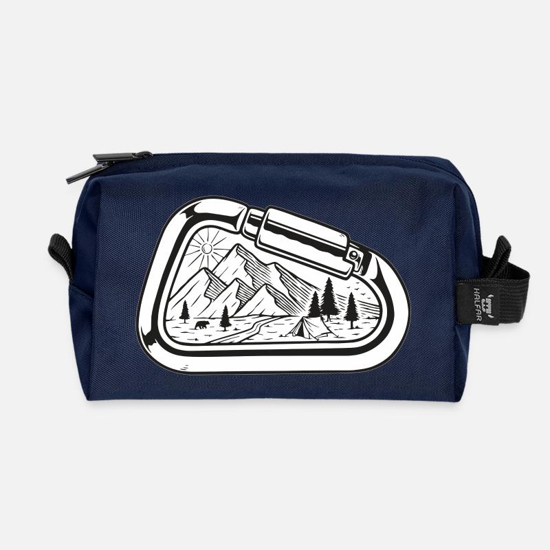 Karabiner Landschaft Outdoor - Recycelte Kulturtasche - Navy