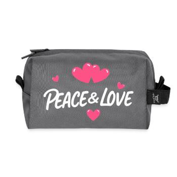 Peace and love - Recycled Toiletry Zip Bag - anthracite - Front