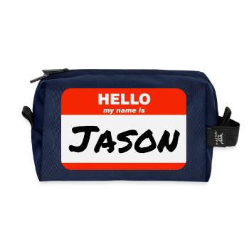 Hello My Name Is Jason Rotes Etikett mit Vorname - Recycelte Kulturtasche - Navy - Vorne