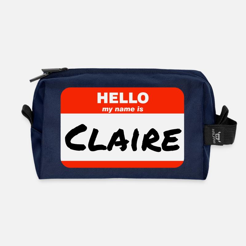 Hello My Name Is Claire Etikett Namensschild - Recycelte Kulturtasche - Navy