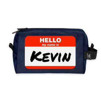 Hello My Name Is Kevin Label Name Tag - Recycled Toiletry Zip Bag - navy - Front