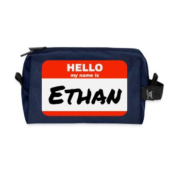 Hello My Name Is Ethan Label Name Tag - Recycled Toiletry Zip Bag - navy - Front