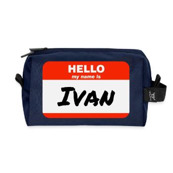 Hello My Name Is Ivan Etikett Namensschild - Recycelte Kulturtasche - Navy - Vorne