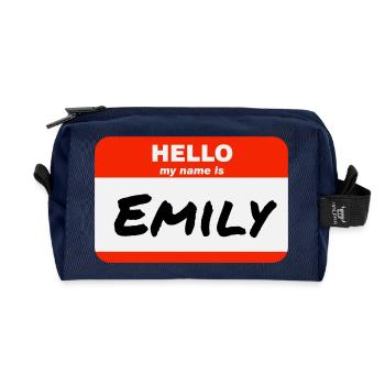 Bonjour, je m’appelle Emily Étiquette Nom Tag - Trousse de toilette en tissu recyclé - marine - Devant
