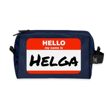 Bonjour, je m’appelle Helga Étiquette Nom Tag - Trousse de toilette en tissu recyclé - marine - Devant