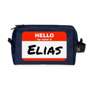 Bonjour, je m’appelle Elias Étiquette Nom Tag - Trousse de toilette en tissu recyclé - marine - Devant