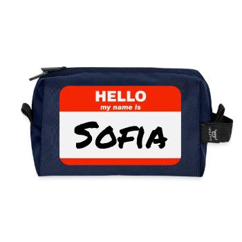Bonjour, je m’appelle Sofia Étiquette Nom Étiquette - Trousse de toilette en tissu recyclé - marine - Devant