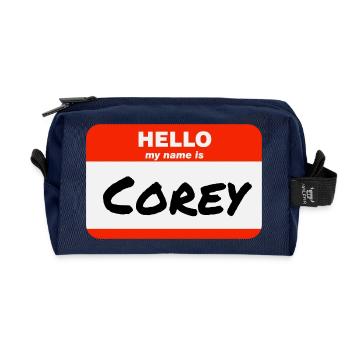 Bonjour, je m’appelle Corey Étiquette Nom Tag - Trousse de toilette en tissu recyclé - marine - Devant