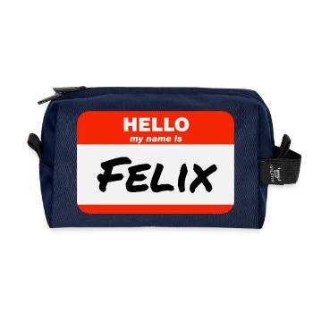 Hello My Name Is Felix Label Name Tag - Recycled Toiletry Zip Bag - navy - Front