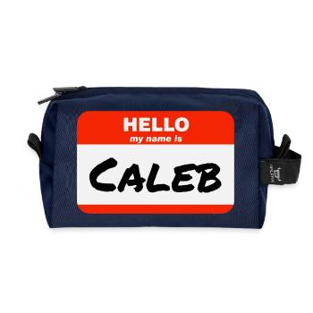 Bonjour, je m’appelle Caleb Étiquette Nom Tag - Trousse de toilette en tissu recyclé - marine - Devant