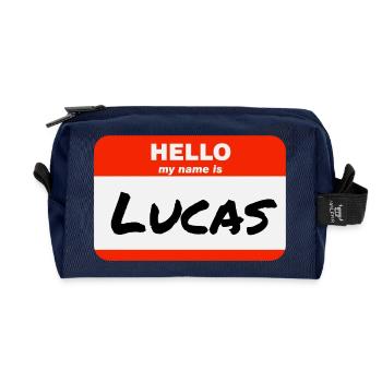 Bonjour, je m’appelle Lucas Étiquette Nom Tag - Trousse de toilette en tissu recyclé - marine - Devant