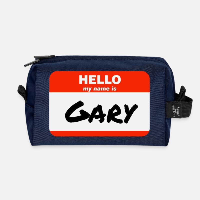 Hello My Name Is Gary Label Name Tag - Recycled Toiletry Zip Bag - navy