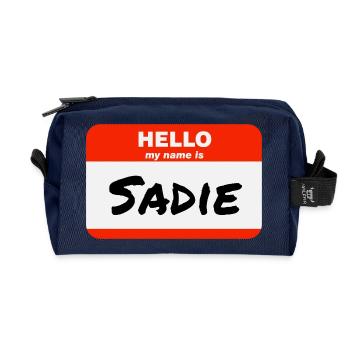 Hello My Name Is Sadie Label Name Tag - Recycled Toiletry Zip Bag - navy - Front