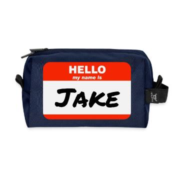 Hello My Name Is Jake Label Name Tag - Recycled Toiletry Zip Bag - navy - Front