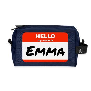 Bonjour My Name Is Emma Étiquette Étiquette Badge - Trousse de toilette en tissu recyclé - marine - Devant