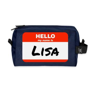 Bonjour, je m’appelle Lisa Étiquette Nom Étiquette - Trousse de toilette en tissu recyclé - marine - Devant