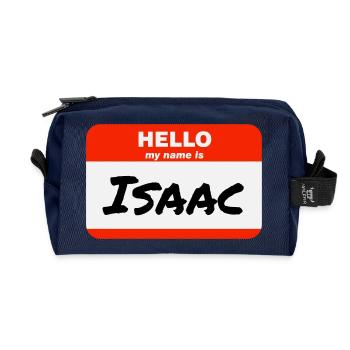 Bonjour, je m’appelle Isaac Étiquette Nom Étiquette - Trousse de toilette en tissu recyclé - marine - Devant