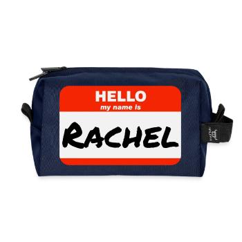 Bonjour, je m’appelle Rachel Étiquette Nom Étiquette - Trousse de toilette en tissu recyclé - marine - Devant