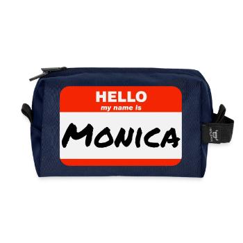 Bonjour, je m’appelle Monica Étiquette Nom Étiquette - Trousse de toilette en tissu recyclé - marine - Devant