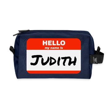 Hello My Name Is Judith Etikett Namensschild - Recycelte Kulturtasche - Navy - Vorne