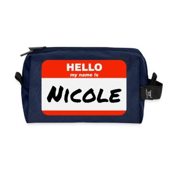 Bonjour, je m’appelle Nicole Étiquette Étiquette Nom Tag - Trousse de toilette en tissu recyclé - marine - Devant