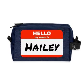 Bonjour, je m’appelle Hailey Étiquette Étiquette Porte-nom - Trousse de toilette en tissu recyclé - marine - Devant