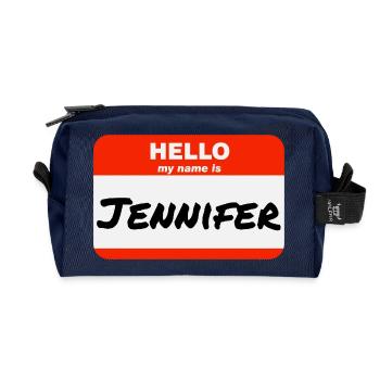 Bonjour, je m’appelle Jennifer Étiquette Nom Étiquette - Trousse de toilette en tissu recyclé - marine - Devant