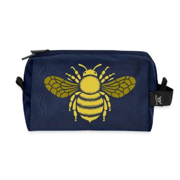 Golden Bee Pattern - Recycled Toiletry Zip Bag - navy - Front