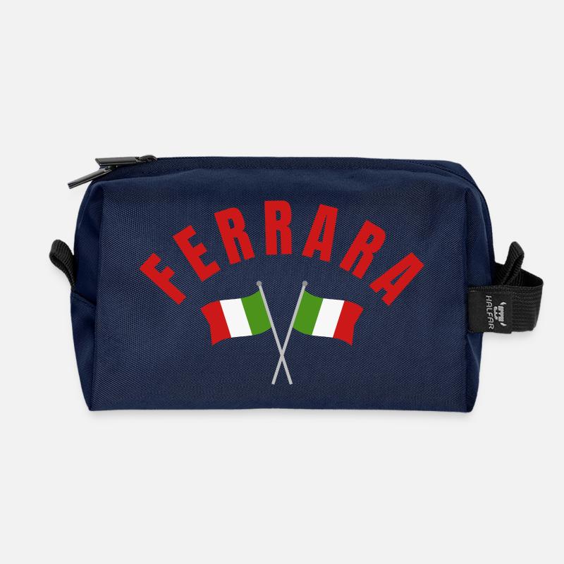 Ferrara Italy Flags Emblem - Recycled Toiletry Zip Bag - navy