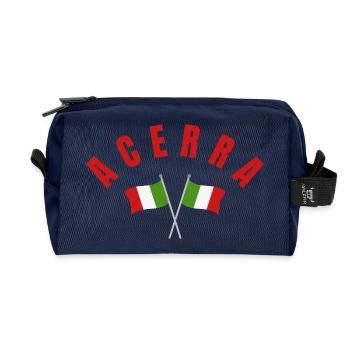Acerra Crossed Italian Flags  - Recycled Toiletry Zip Bag - navy - Front