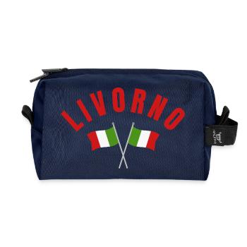 Livorno Italian Flags Crest  - Recycled Toiletry Zip Bag - navy - Front