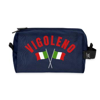 Vigoleno Crossed Italian Flags - Recycled Toiletry Zip Bag - navy - Front