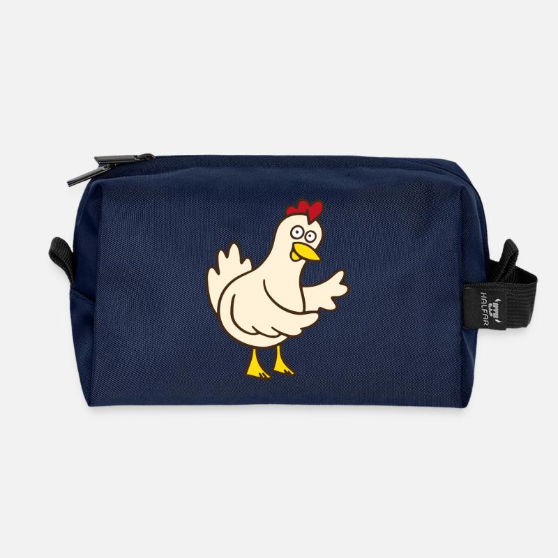 chicken - Recycled Toiletry Zip Bag - navy