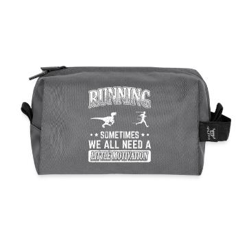 Funny Running Runner Shirt Little Motivation - Recycled Toiletry Zip Bag - anthracite - Front