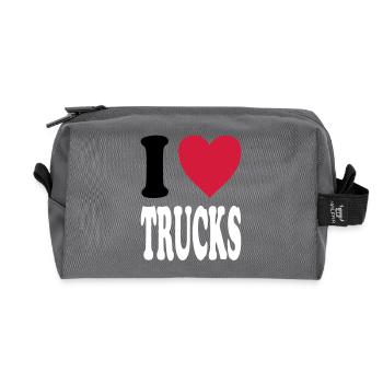 I love TRUCKS (colors selectable!) - Recycled Toiletry Zip Bag - anthracite - Front