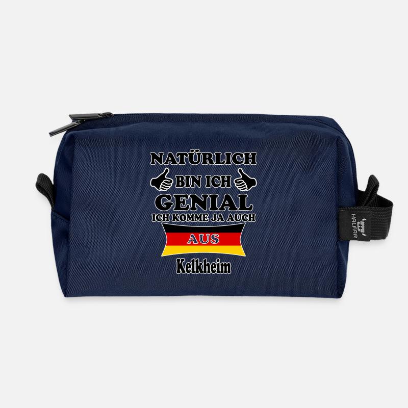 Geschenk Genial komme aus Kelkheim - Recycelte Kulturtasche - Navy