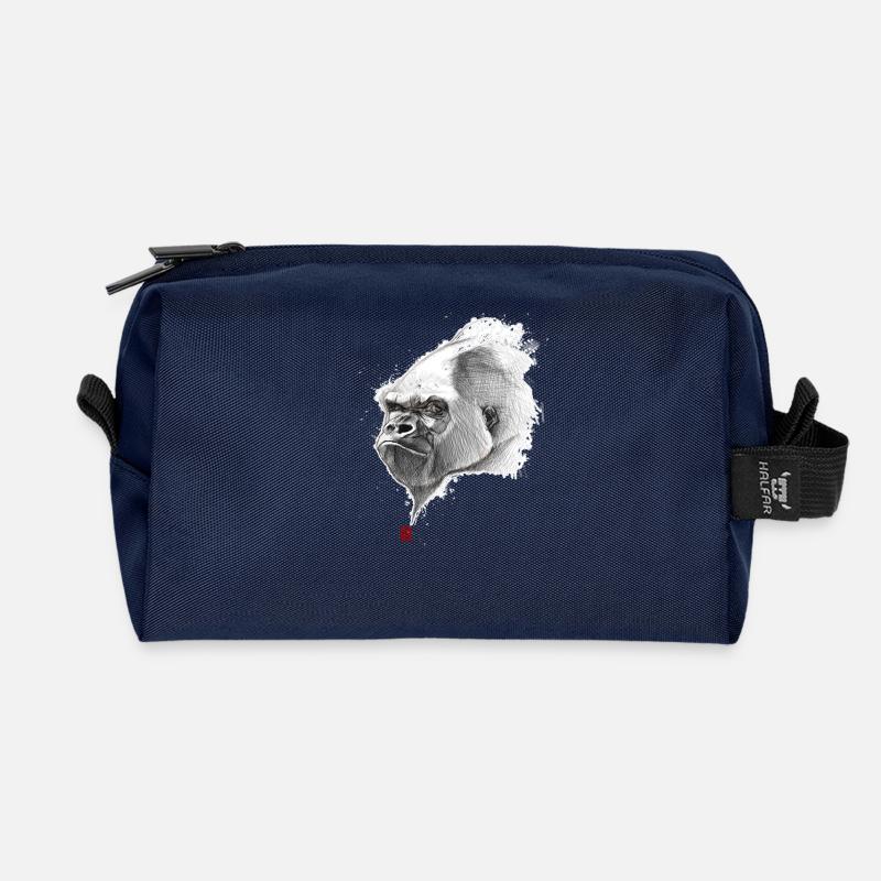 Sketchy Gorilla - Recycled Toiletry Zip Bag - navy