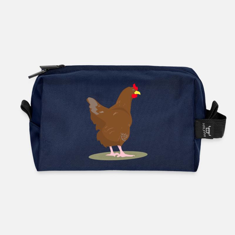 HUHN - HAHN - EIER - Recycelte Kulturtasche - Navy