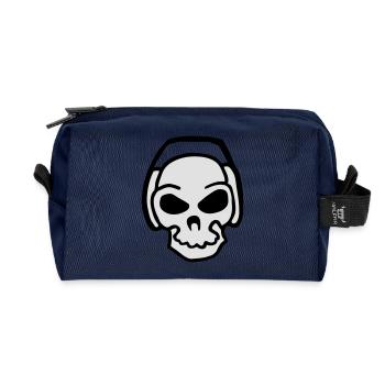 DJ skull electro mix - Recycled Toiletry Zip Bag - navy - Front