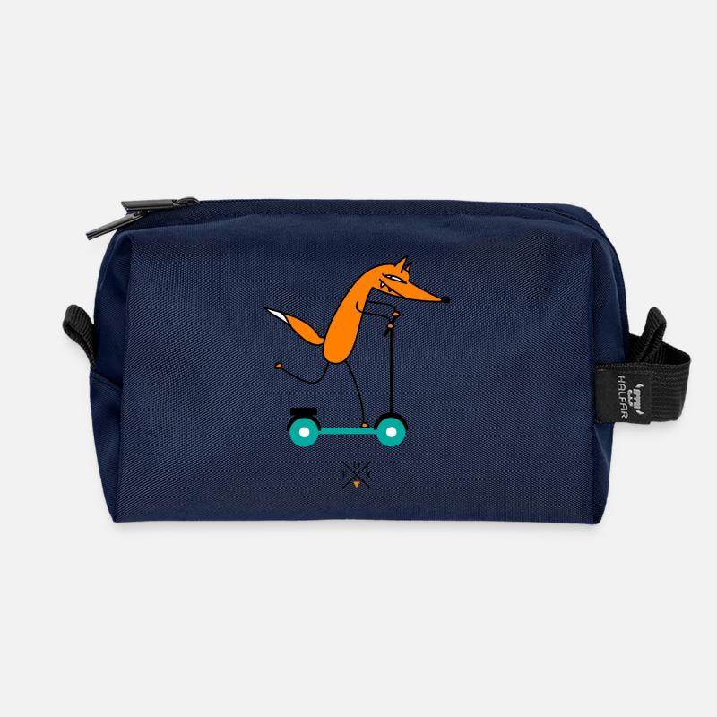 Fuchs fährt Roller - Recycelte Kulturtasche - Navy
