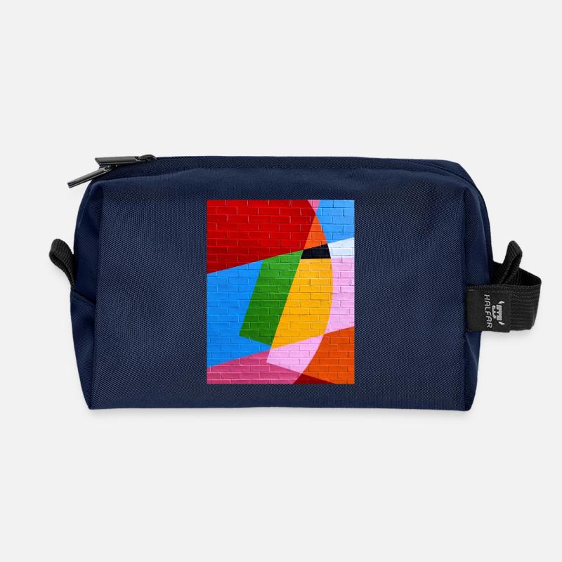 Colourful Wall - Recycled Toiletry Zip Bag - navy