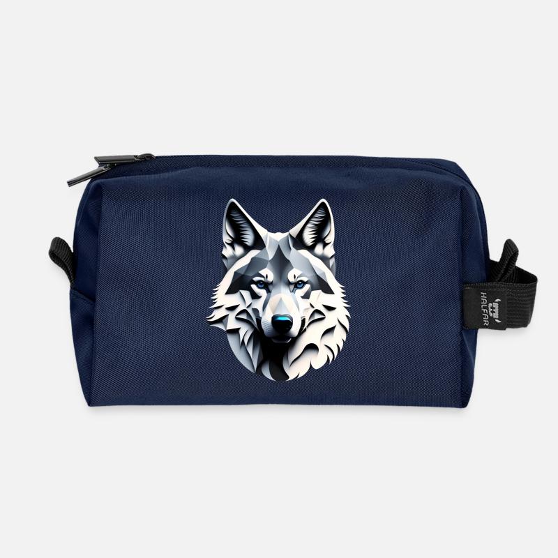 Wolf mit blauen Augen - Recycelte Kulturtasche - Navy